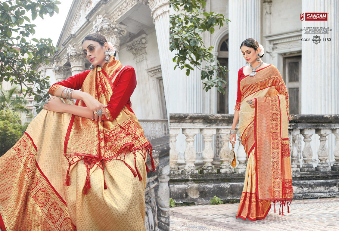 sangam print trisha silk catchy look saree catalog