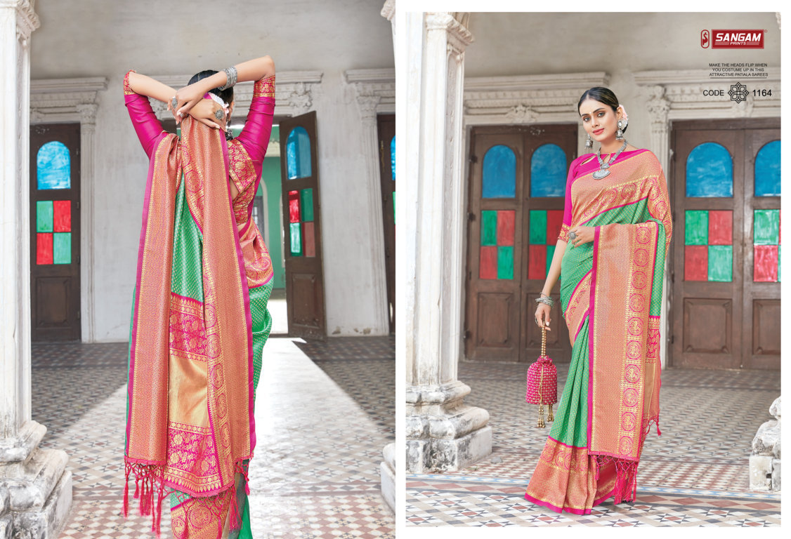 sangam print trisha silk catchy look saree catalog