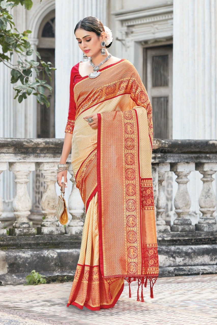 sangam print trisha silk catchy look saree catalog