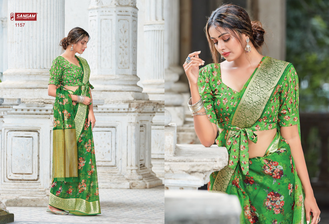 sangam prints angel organza regal look saree catalog