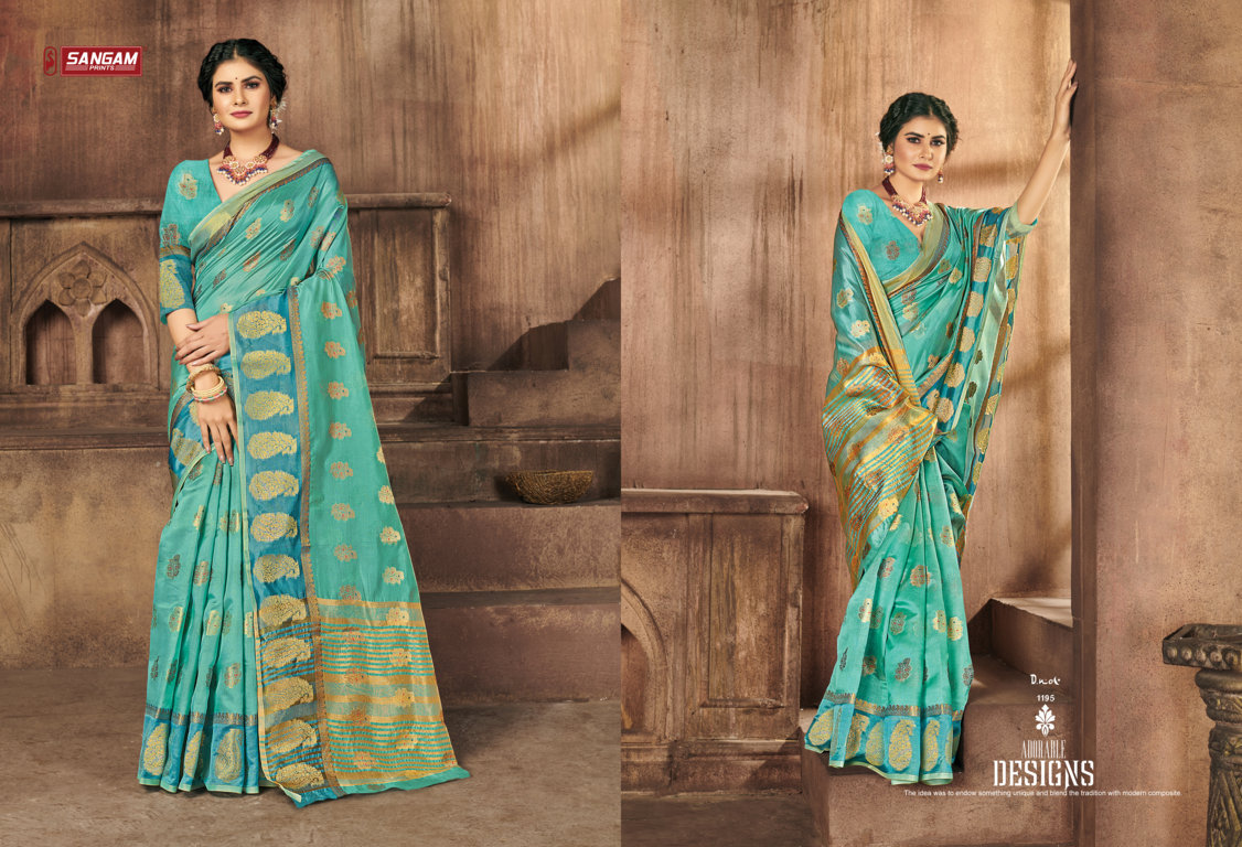 sangam prints suhaana organza regal look saree catalog