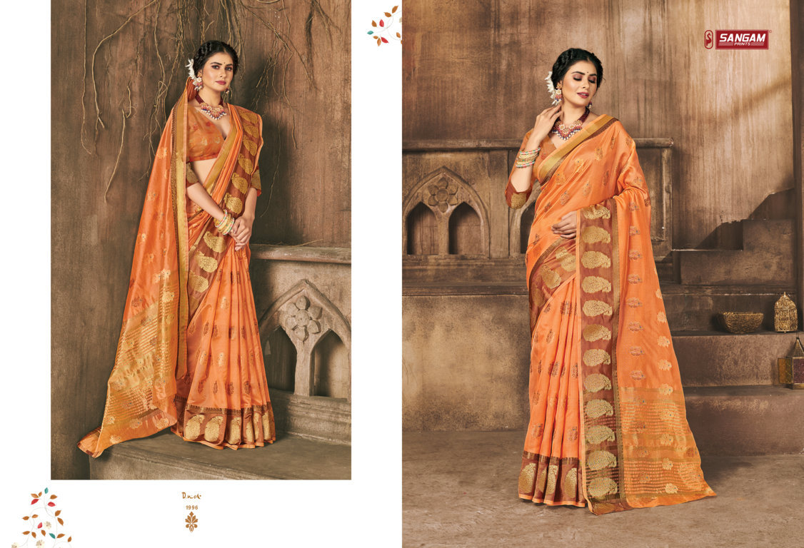 sangam prints suhaana organza regal look saree catalog