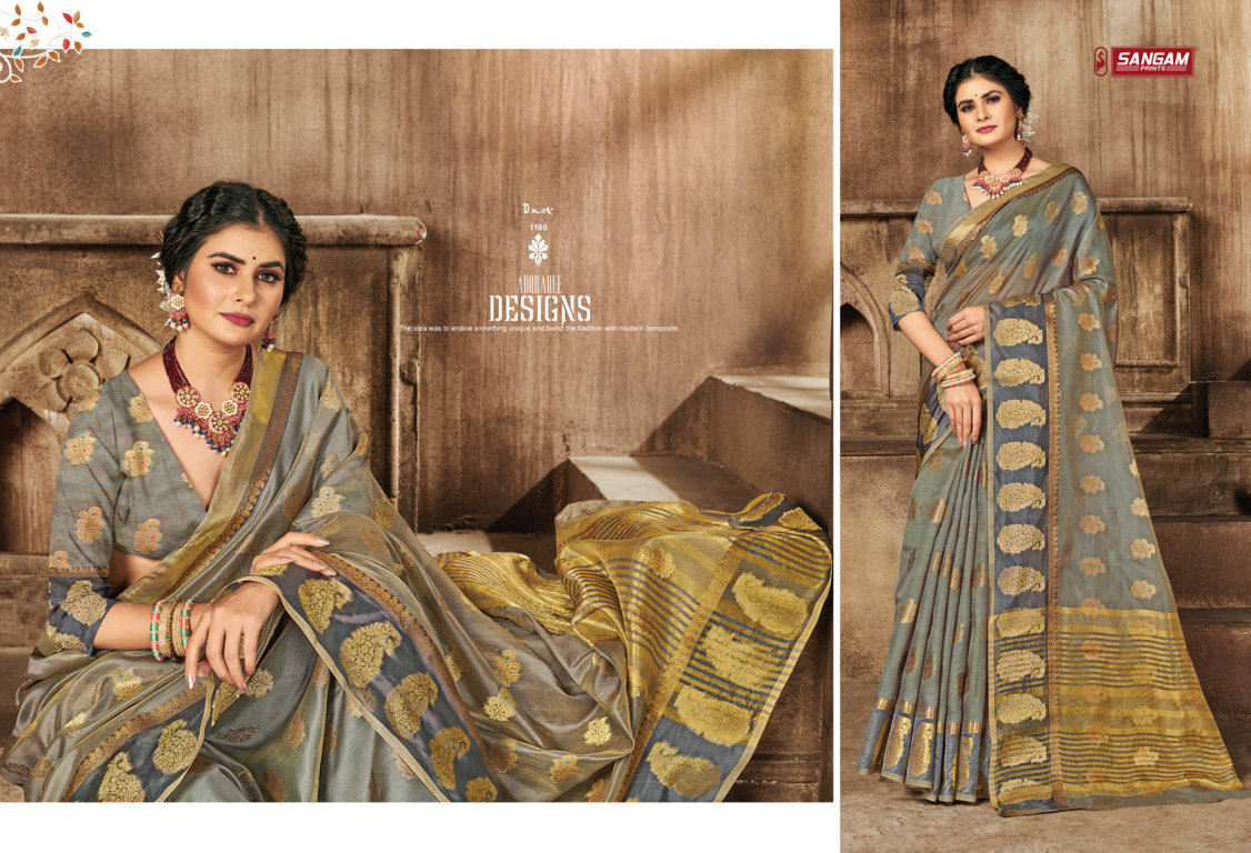 sangam prints suhaana organza regal look saree catalog