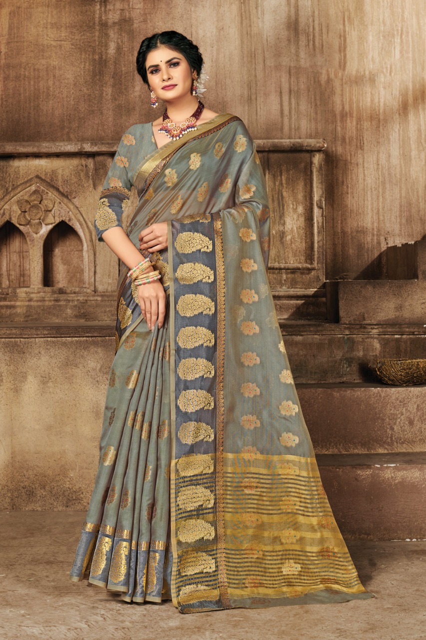 sangam prints suhaana organza regal look saree catalog