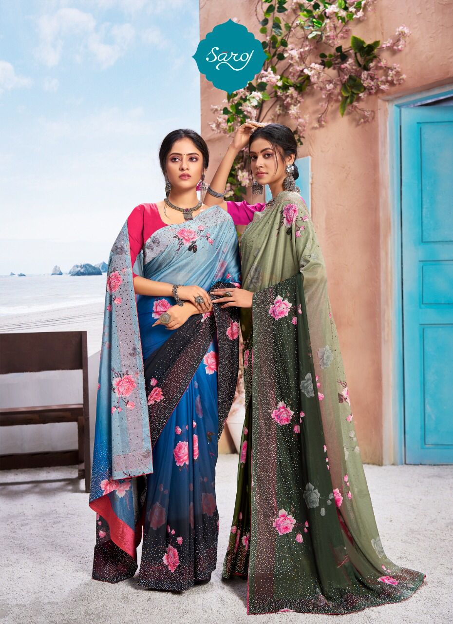 saroj monali vol 2 lycra exclusive print saree catalog