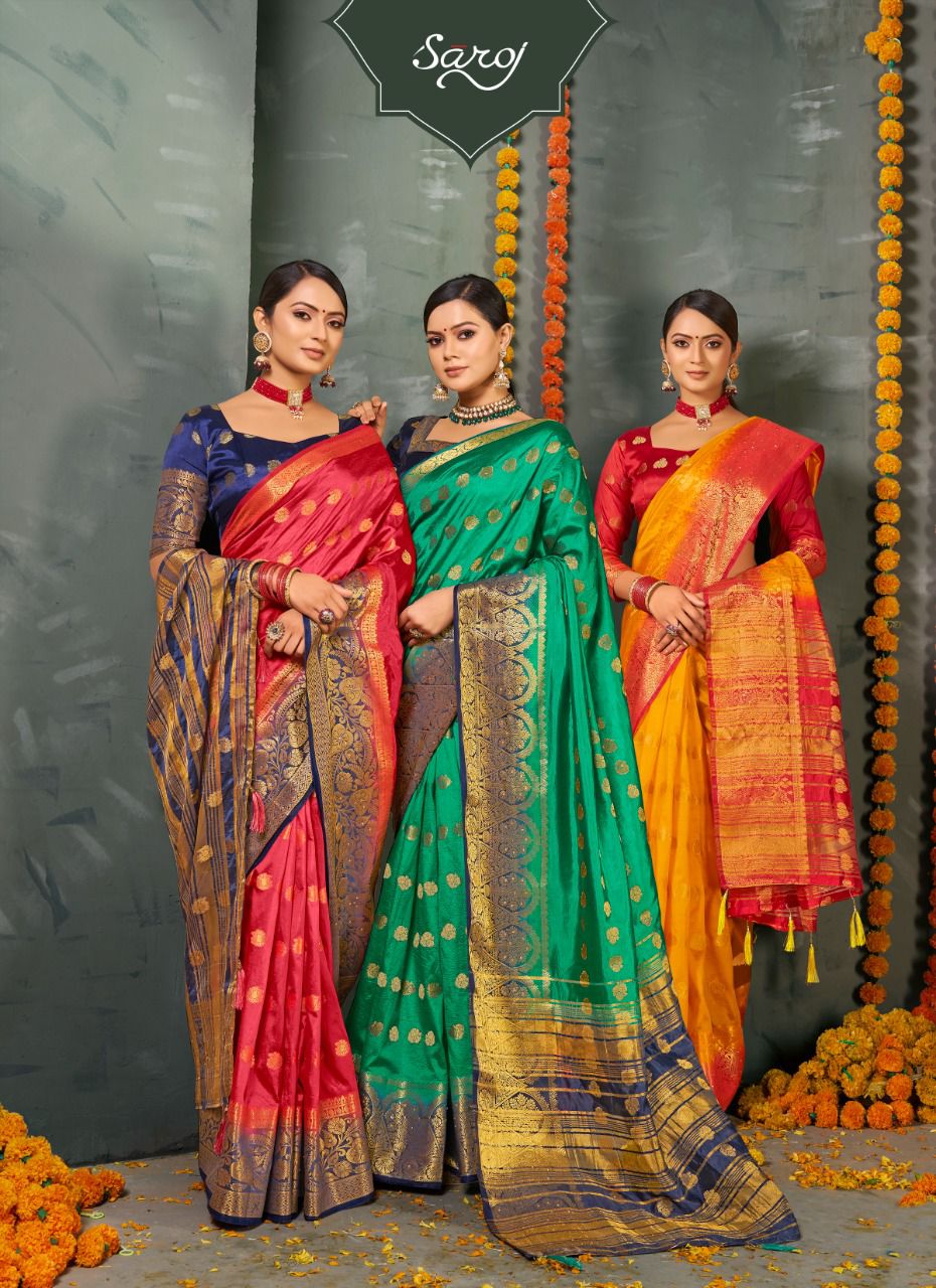 saroj radhika naylon silk georgette catchy print saree catalog