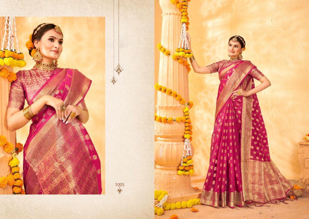 saroj rimjhim organza decent look saree catalog