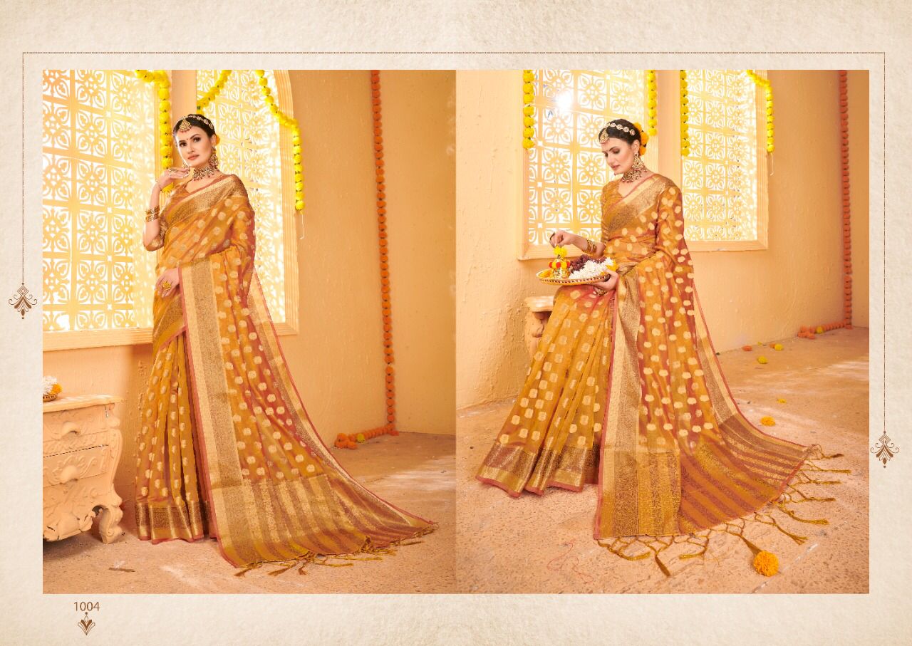 saroj rimjhim organza decent look saree catalog