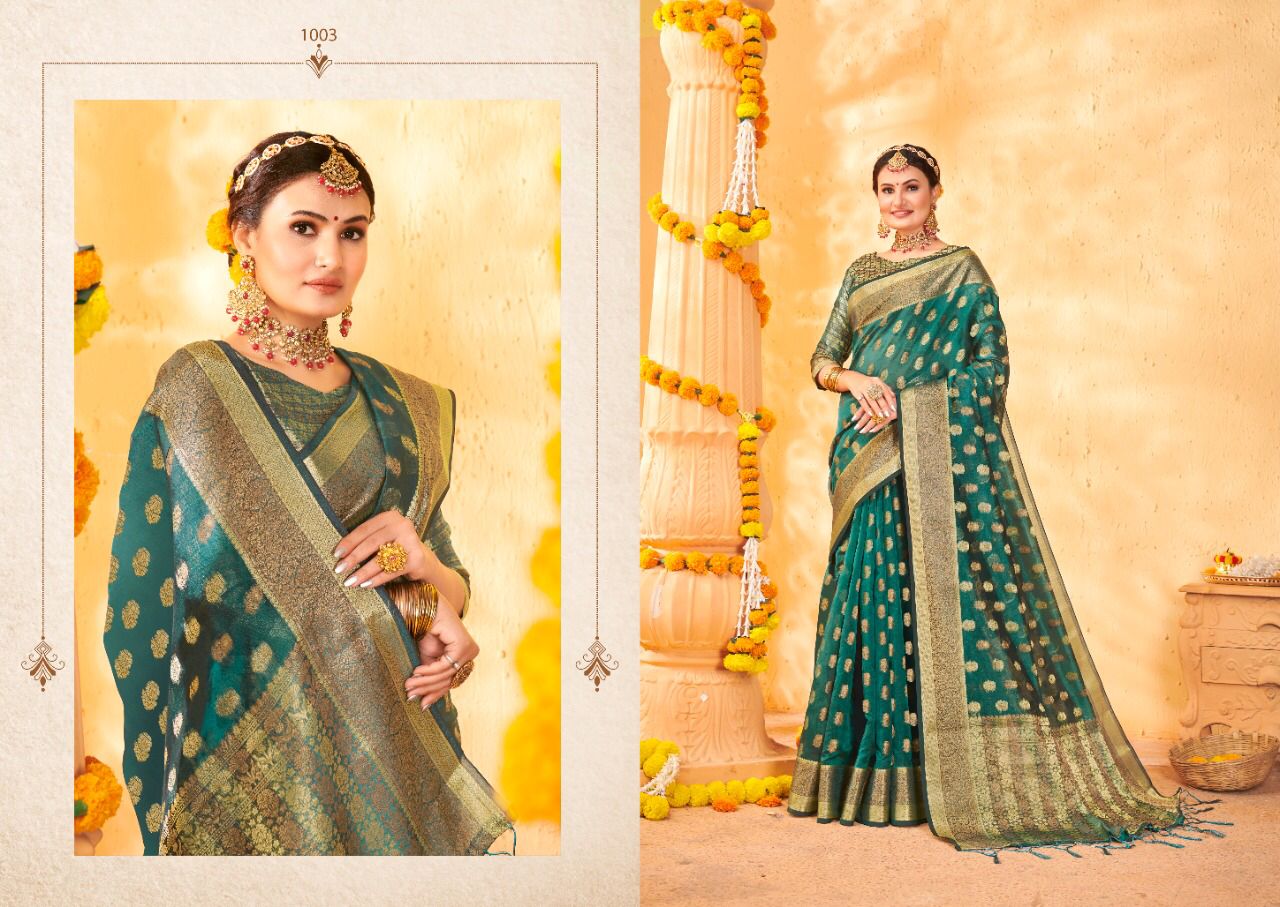 saroj rimjhim organza decent look saree catalog