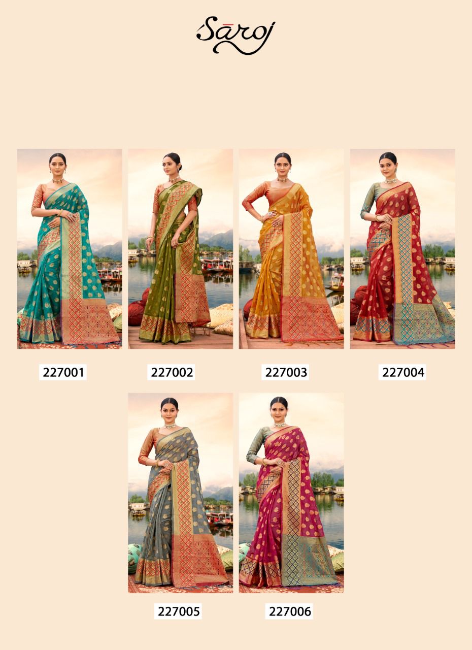 saroj riti rivvaz organza catchy look saree catalog