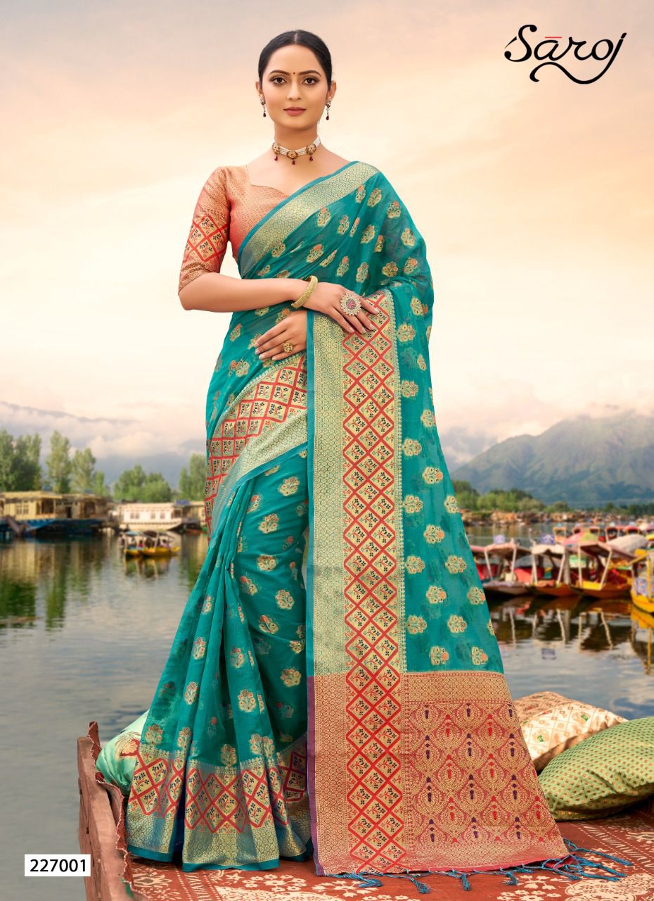 saroj riti rivvaz organza catchy look saree catalog