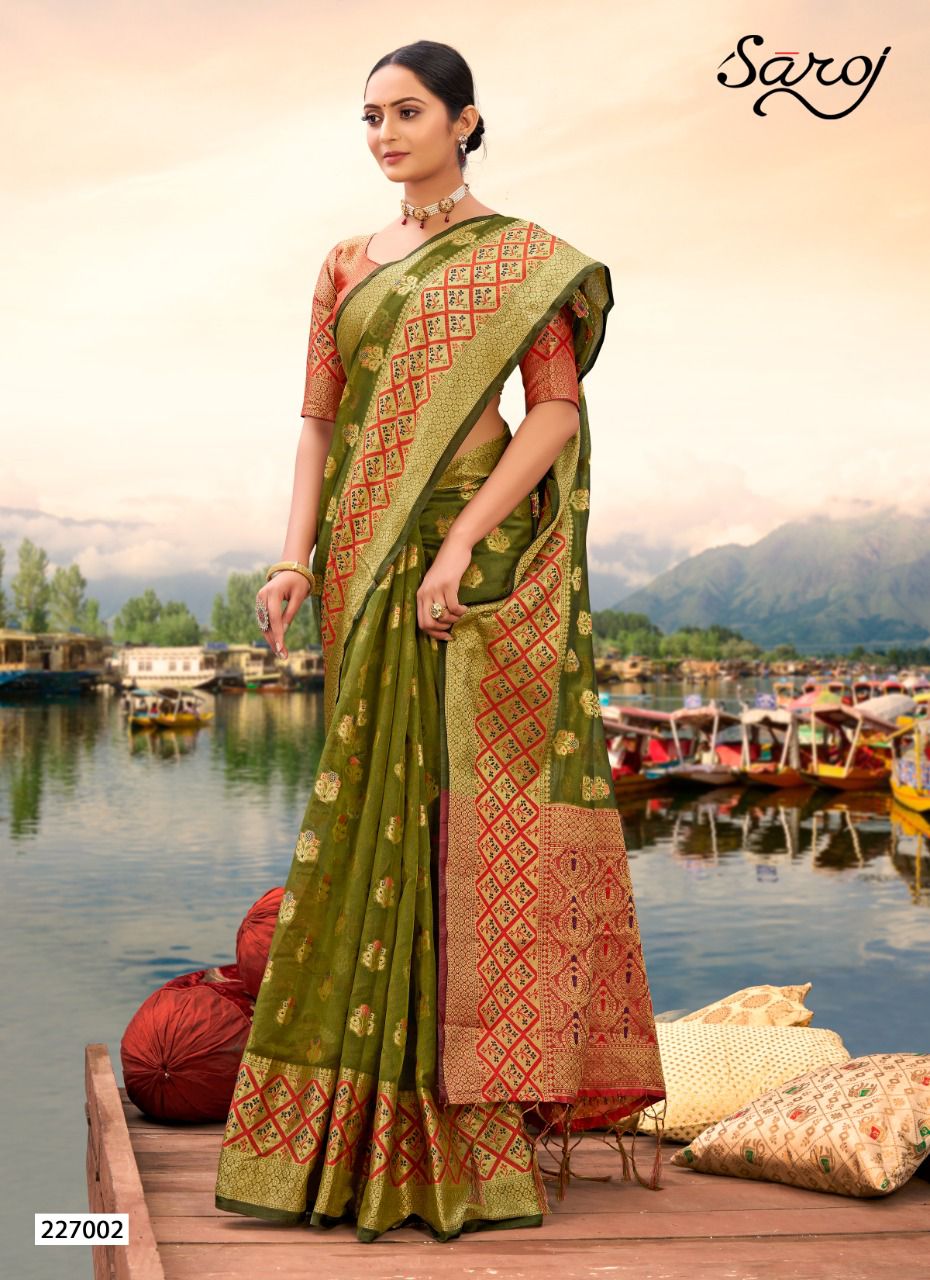 saroj riti rivvaz organza catchy look saree catalog