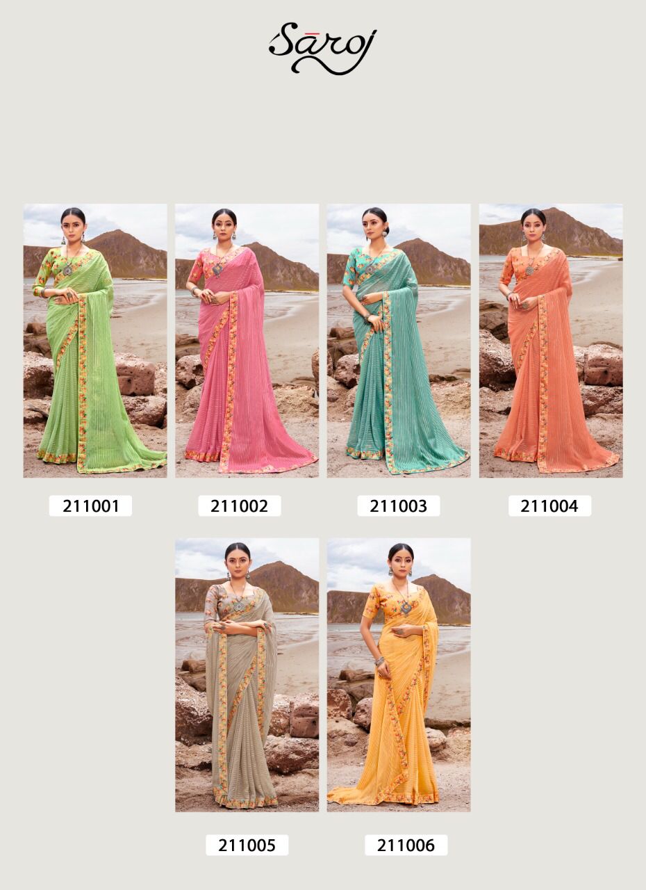 saroj sparkle look georgette elegant saree cataalog