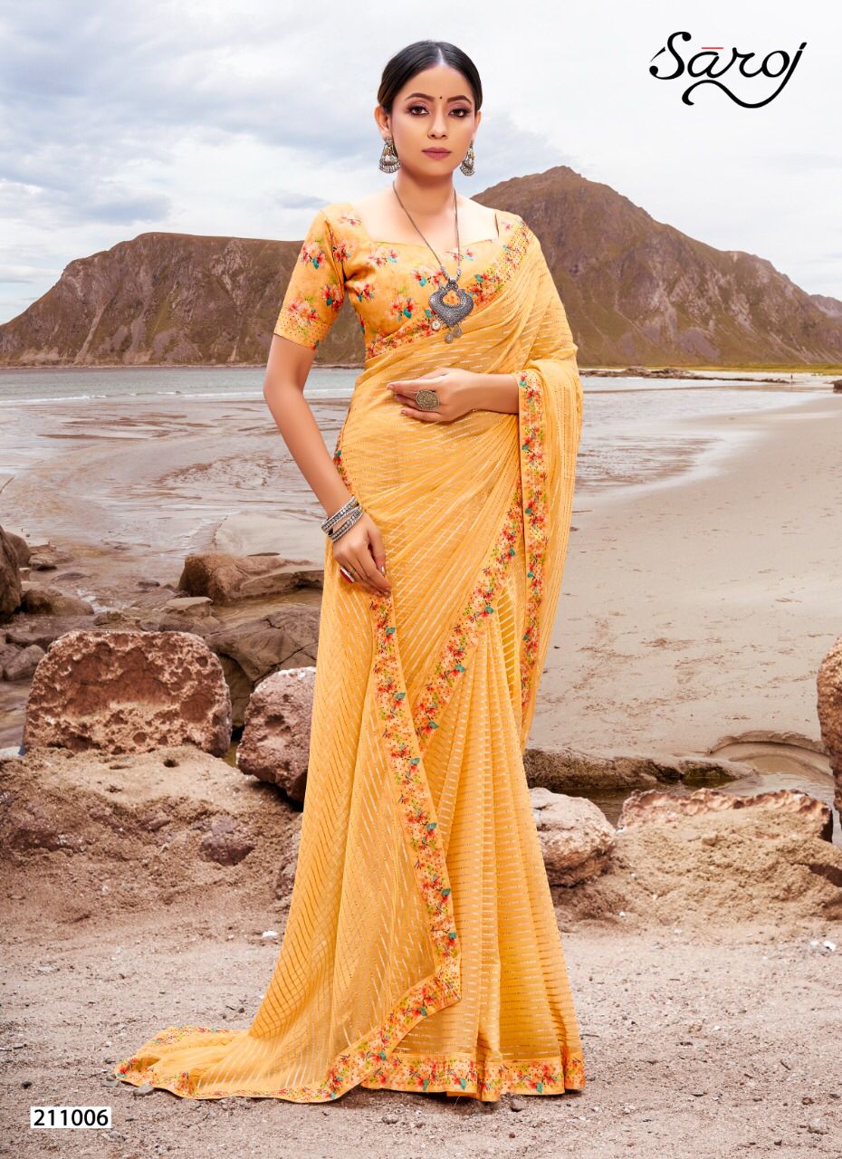 saroj sparkle look georgette elegant saree cataalog