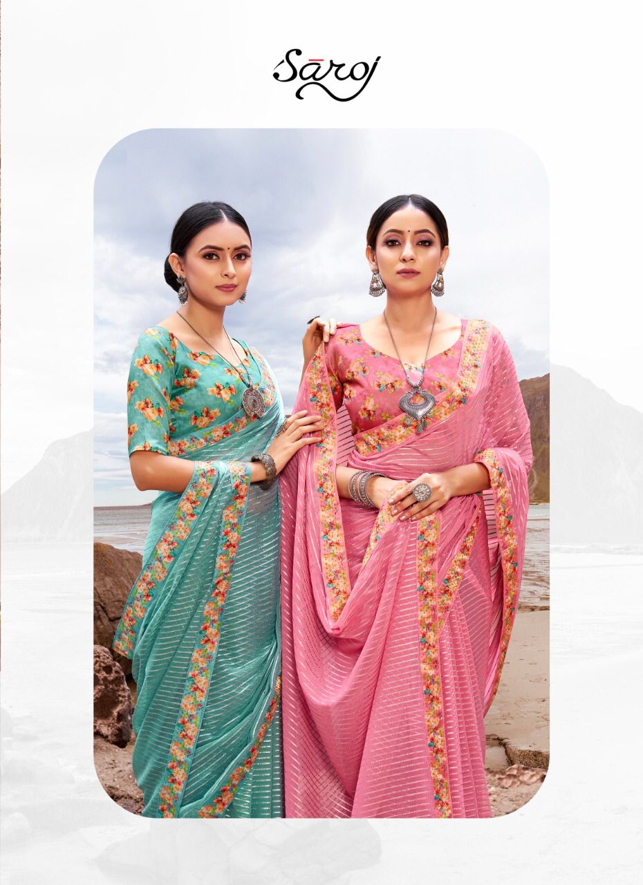 saroj sparkle look georgette elegant saree cataalog