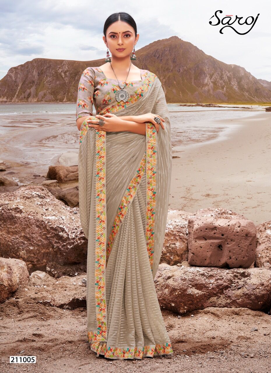 saroj sparkle look georgette elegant saree cataalog