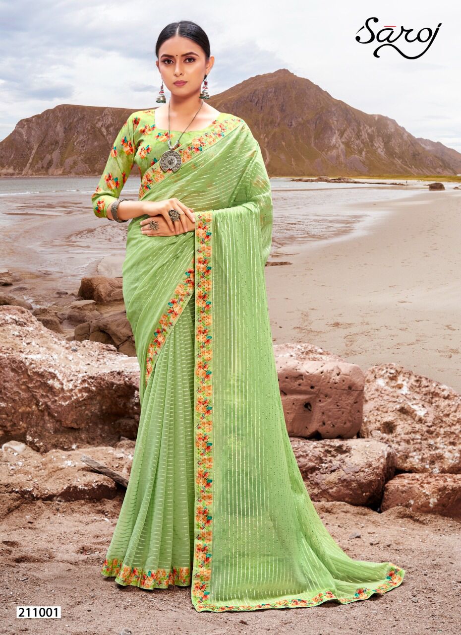 saroj sparkle look georgette elegant saree cataalog