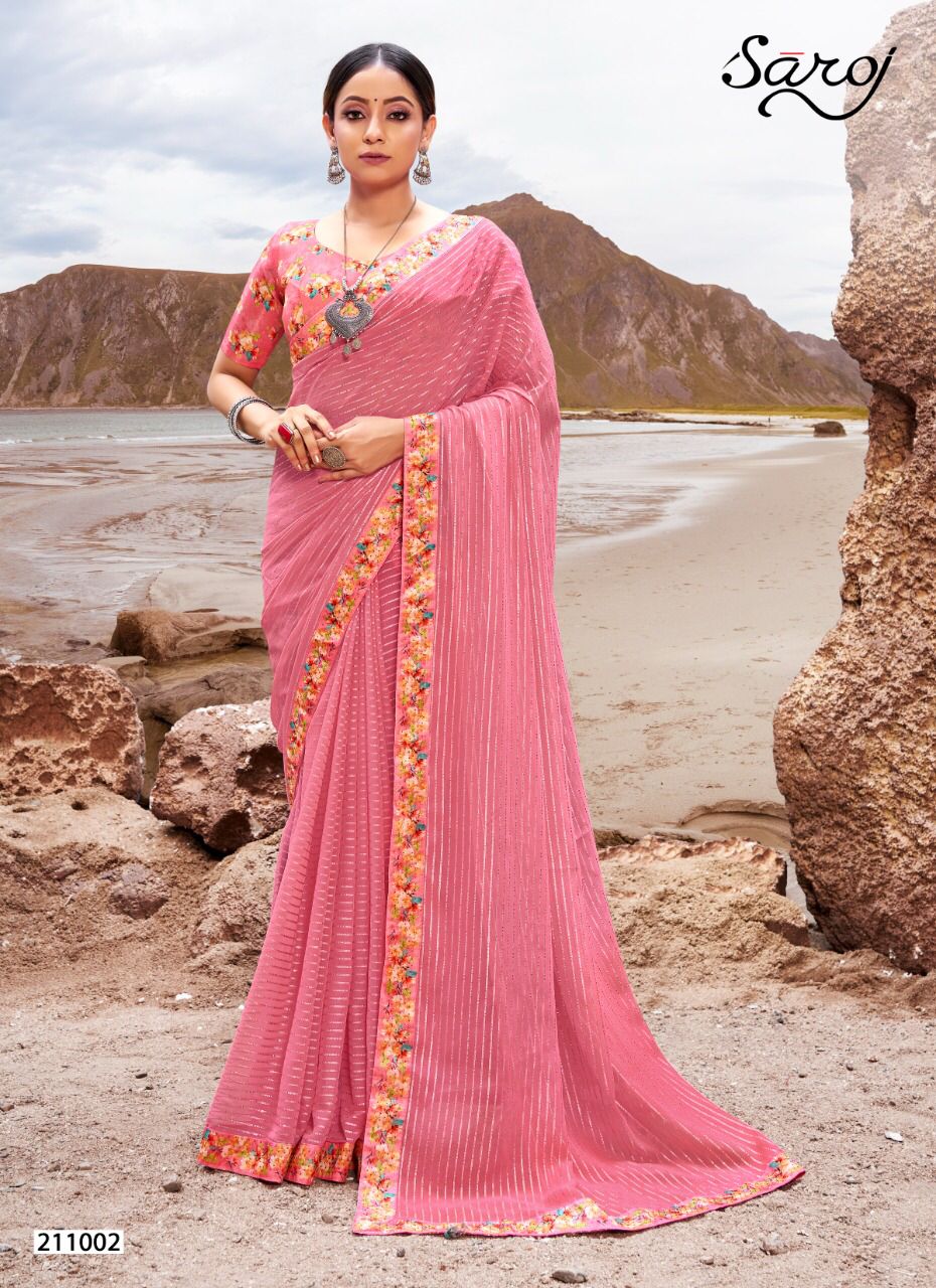 saroj sparkle look georgette elegant saree cataalog