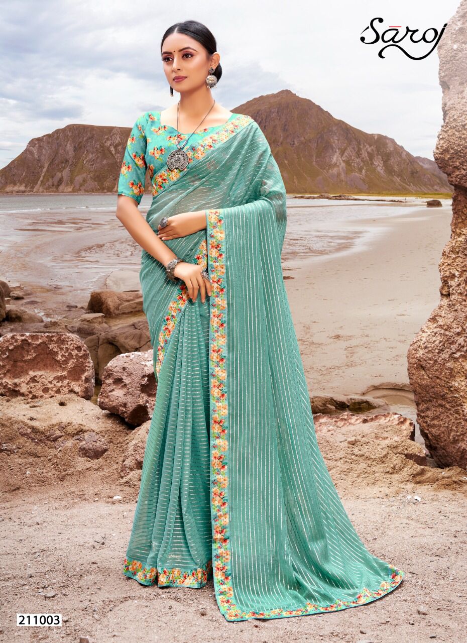 saroj sparkle look georgette elegant saree cataalog