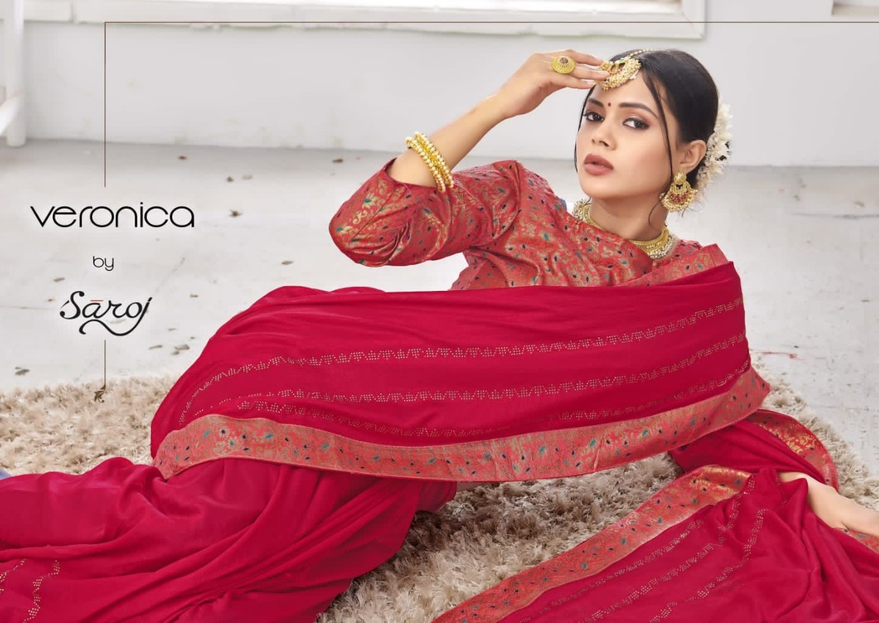 saroj Veronica vichitra silk catchy look saree catalog