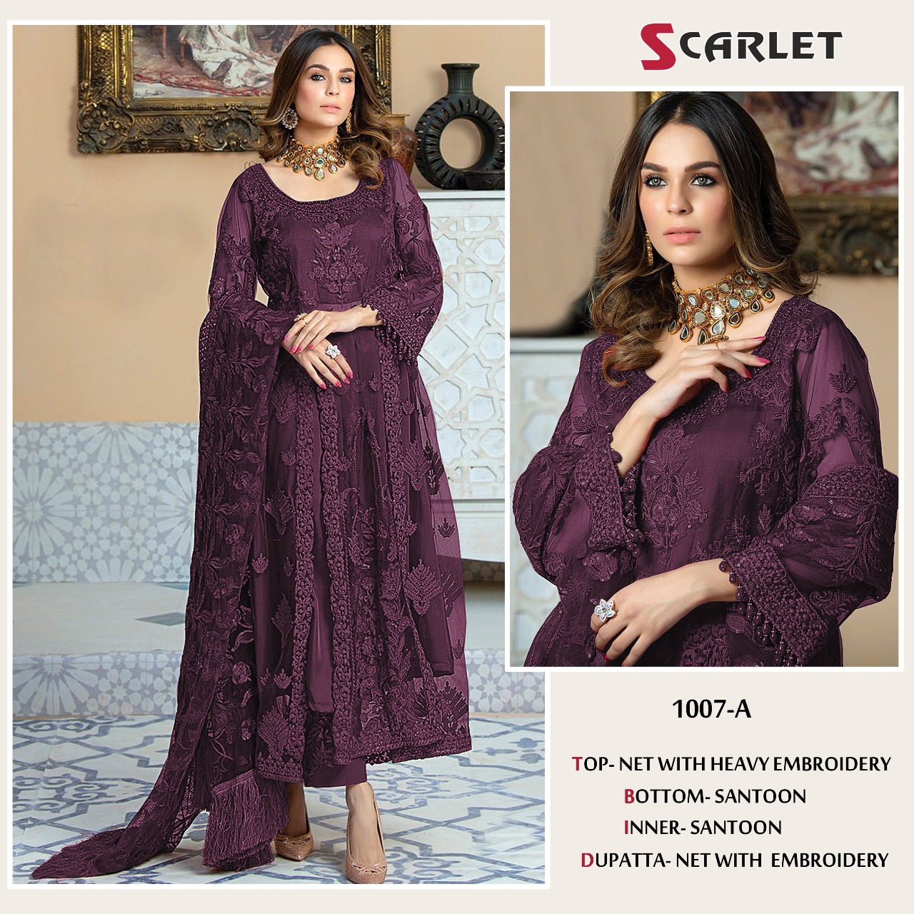 scarlet 1007 a net heavy embroidered heavy look salwar suit single