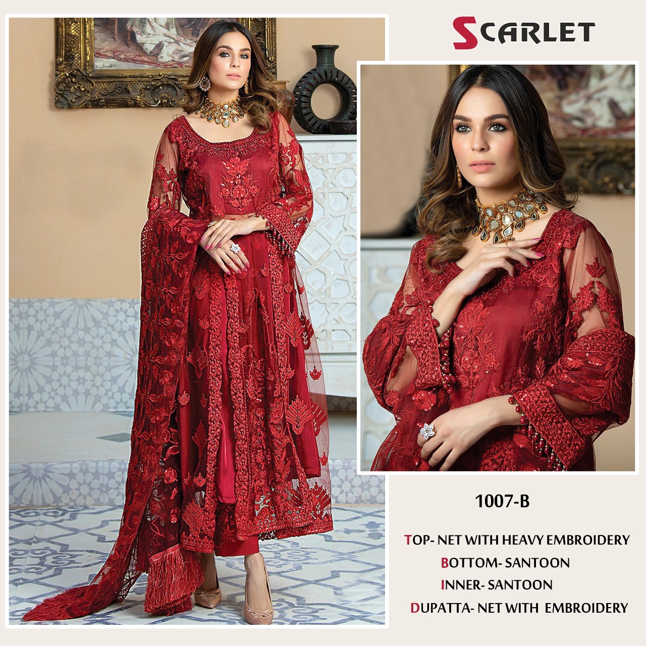 scarlet 1007 B net heavy embroidered REGAL look salwar suit single