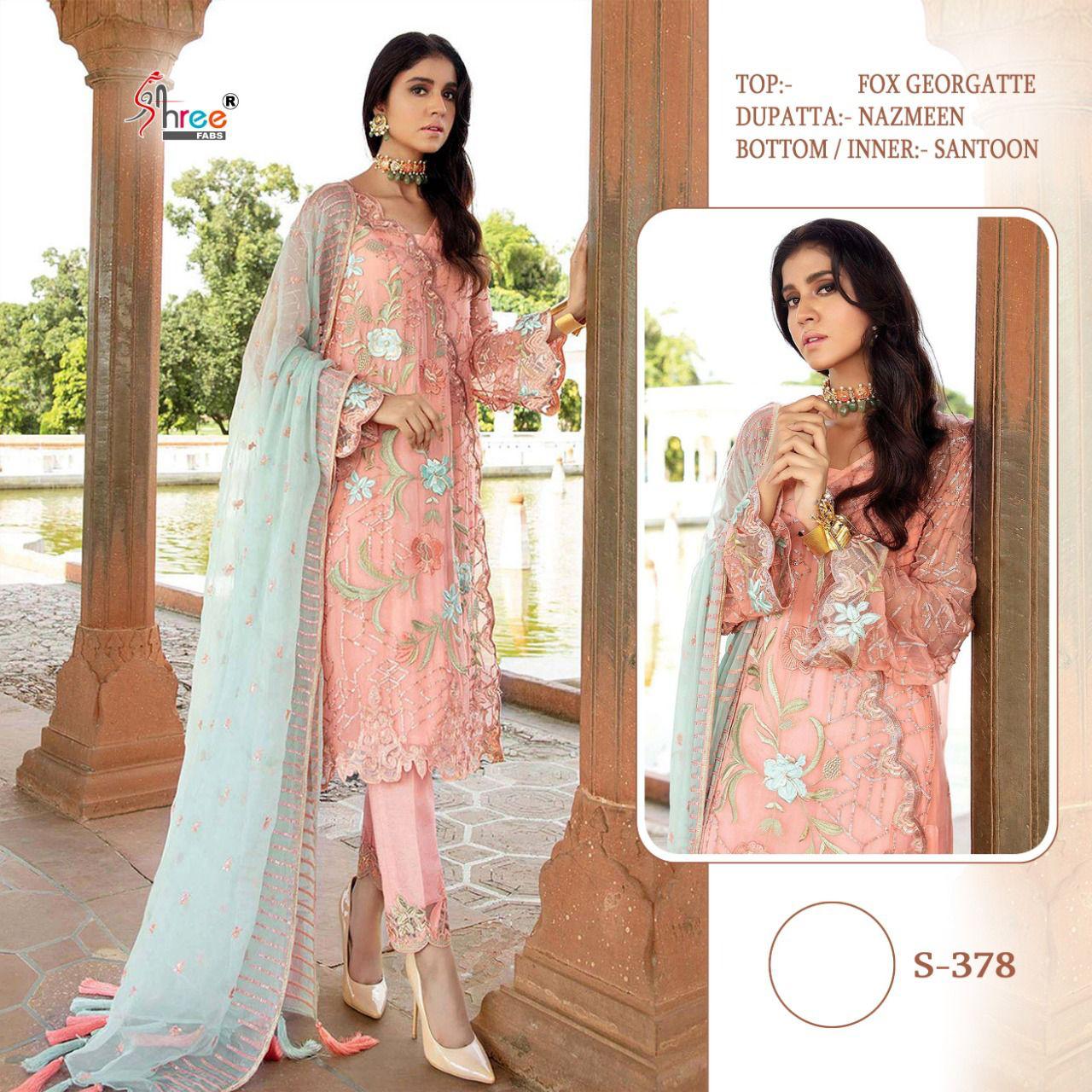 shree fab d no s 378 georgette salwar suit single