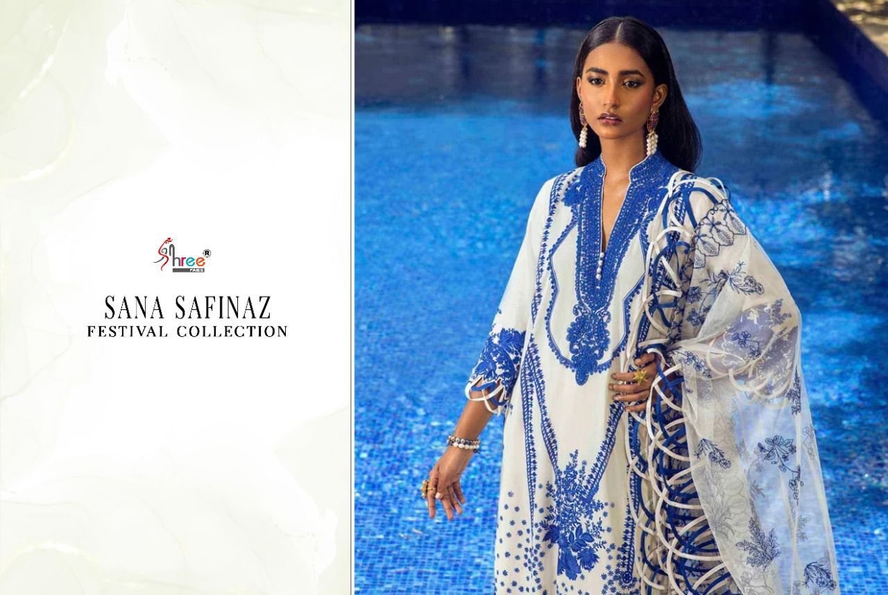 shree fab sana safinaz festival collection cotton authentic fabric salwar suit with cotton dupatta catalog