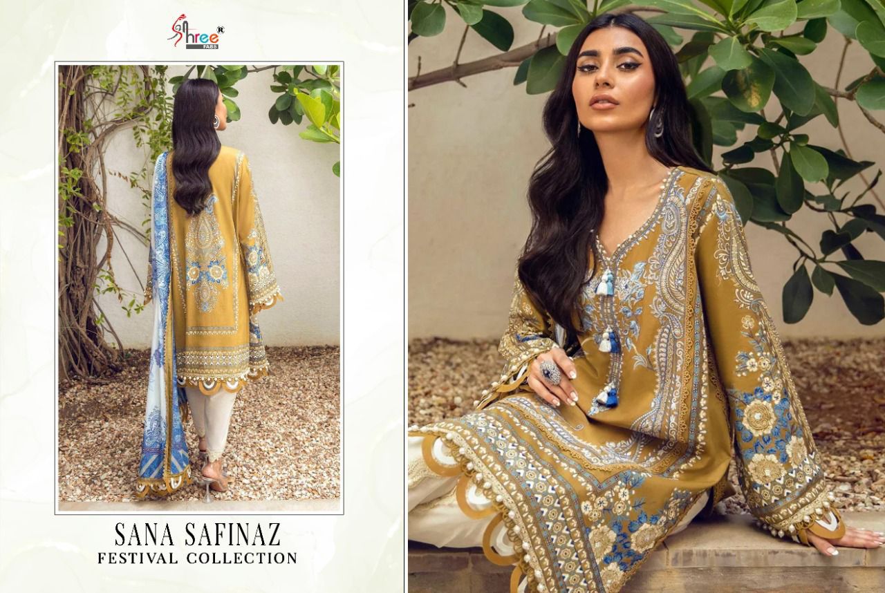 shree fab sana safinaz festival collection cotton authentic fabric salwar suit with cotton dupatta catalog