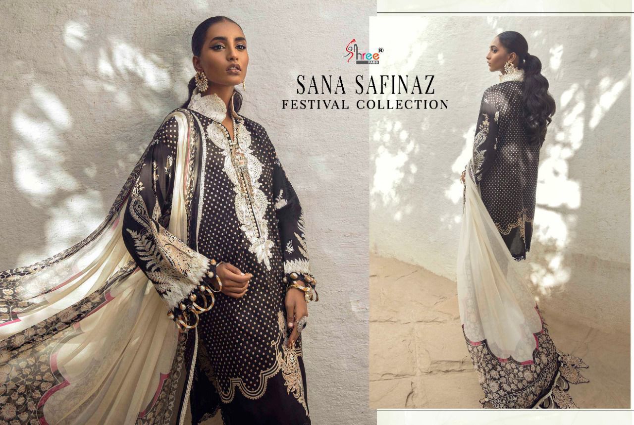 shree fab sana safinaz festival collection cotton authentic fabric salwar suit with cotton dupatta catalog