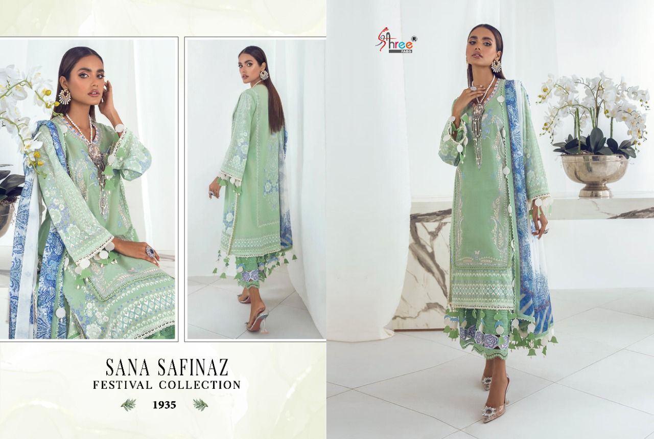 shree fab sana safinaz festival collection cotton authentic fabric salwar suit with cotton dupatta catalog