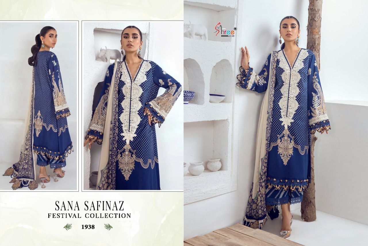 shree fab sana safinaz festival collection cotton authentic fabric salwar suit with cotton dupatta catalog