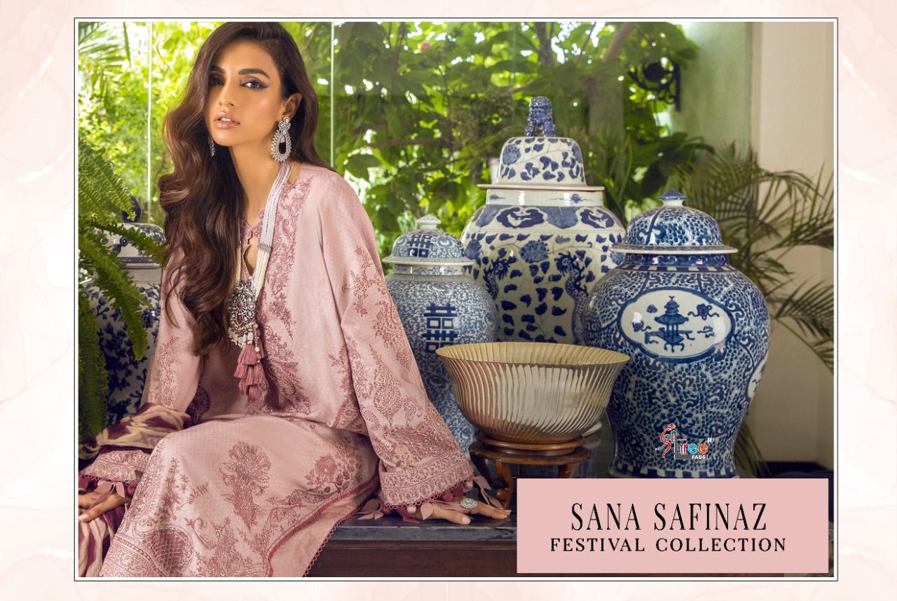 shree fab sana safinaz festival collection cotton authentic fabric salwar suit with cotton dupatta catalog