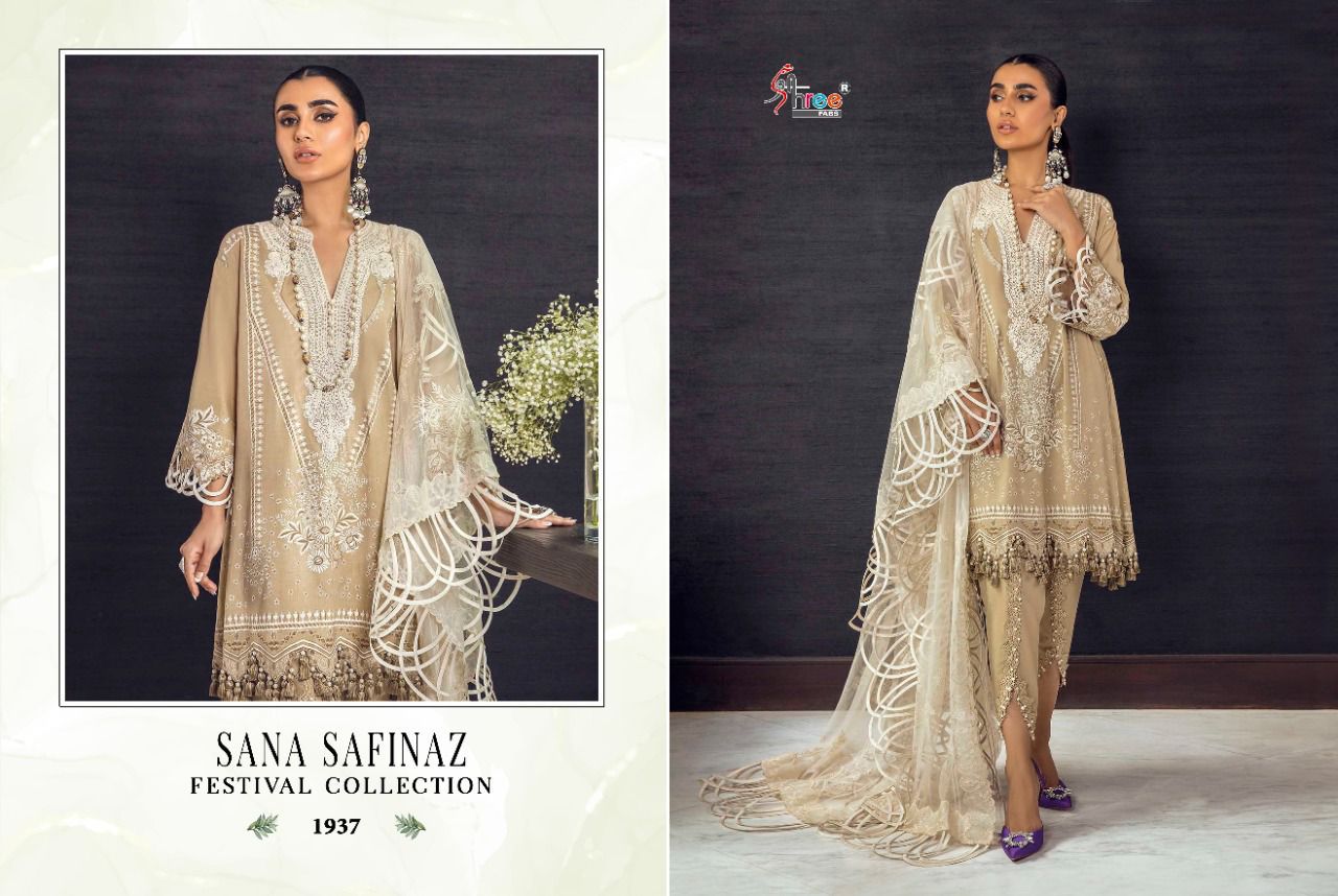 shree fab sana safinaz festival collection cotton authentic fabric salwar suit with cotton dupatta catalog