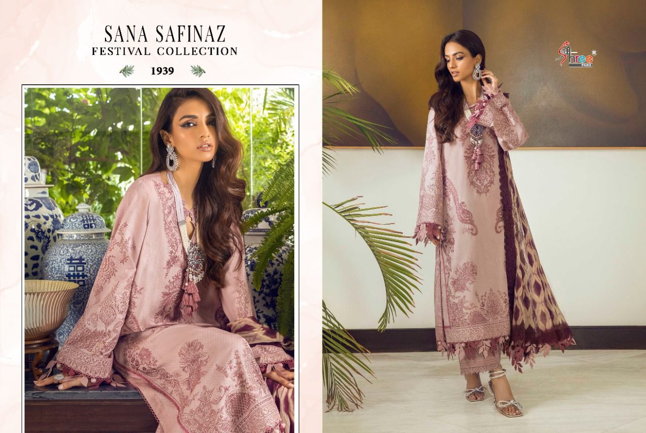 shree fab sana safinaz festival collection cotton authentic fabric salwar suit with cotton dupatta catalog