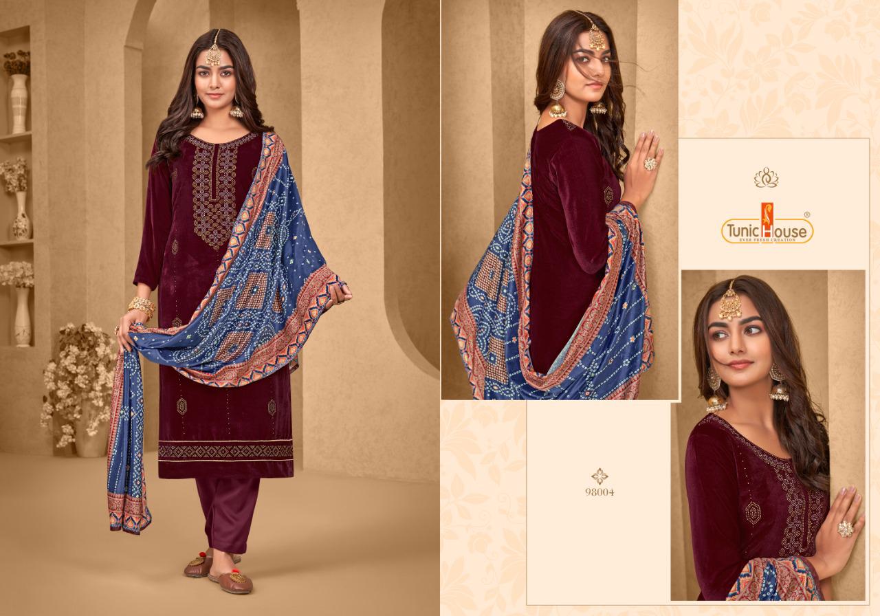 tunic house amber velvet graceful look salwar suit catalog