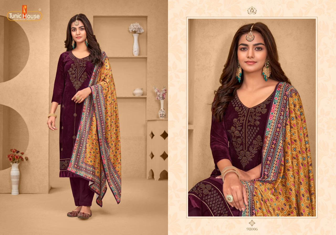 tunic house amber velvet graceful look salwar suit catalog