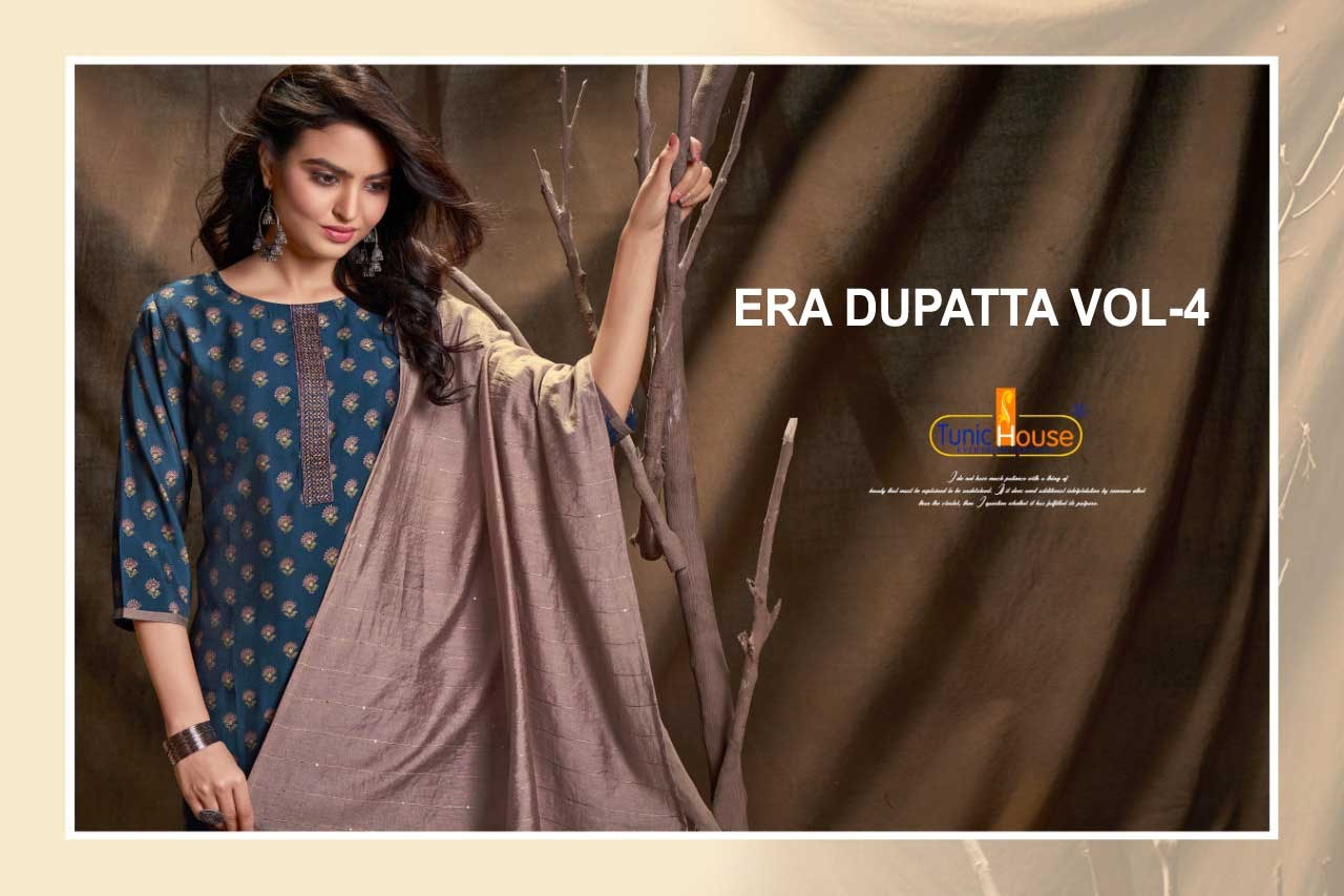 tunic house era dupatta vol 4 muslin silk exclusive fabric top bottom with dupatta catalog