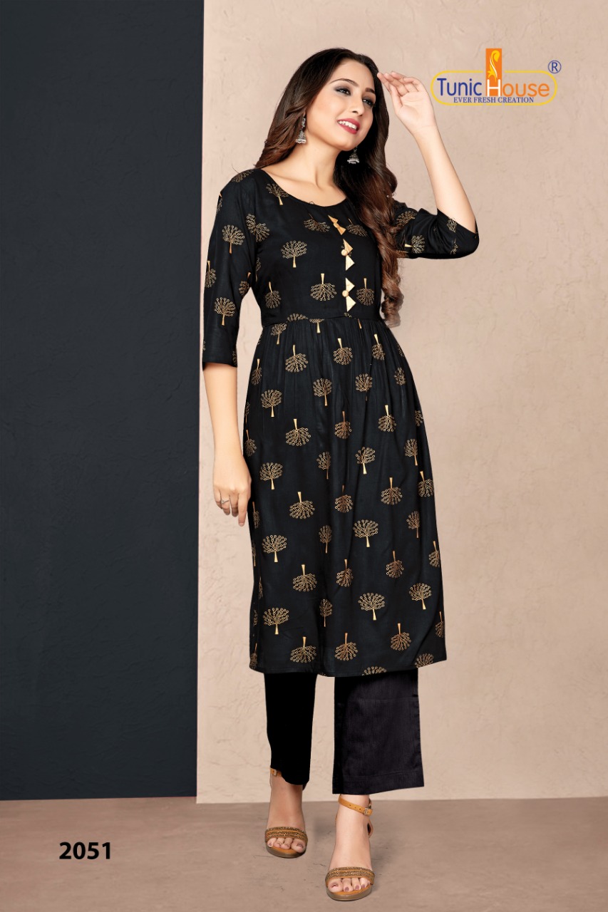 tunic house new pinch foil rayon affordable price kurti catalog