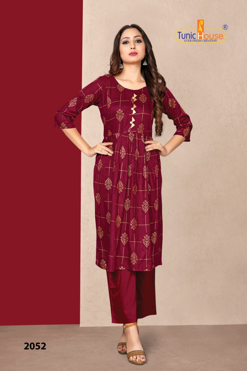 tunic house new pinch foil rayon affordable price kurti catalog