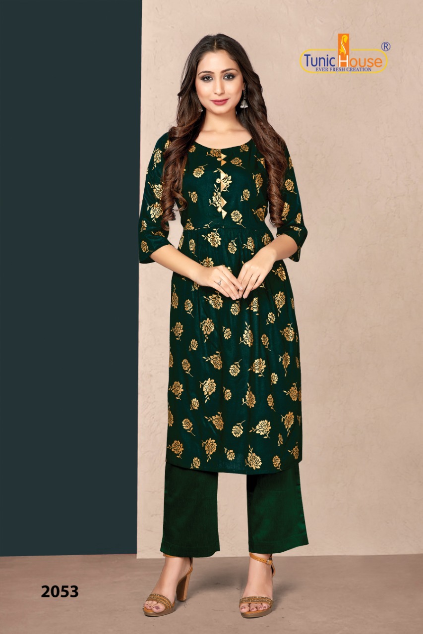 tunic house new pinch foil rayon affordable price kurti catalog