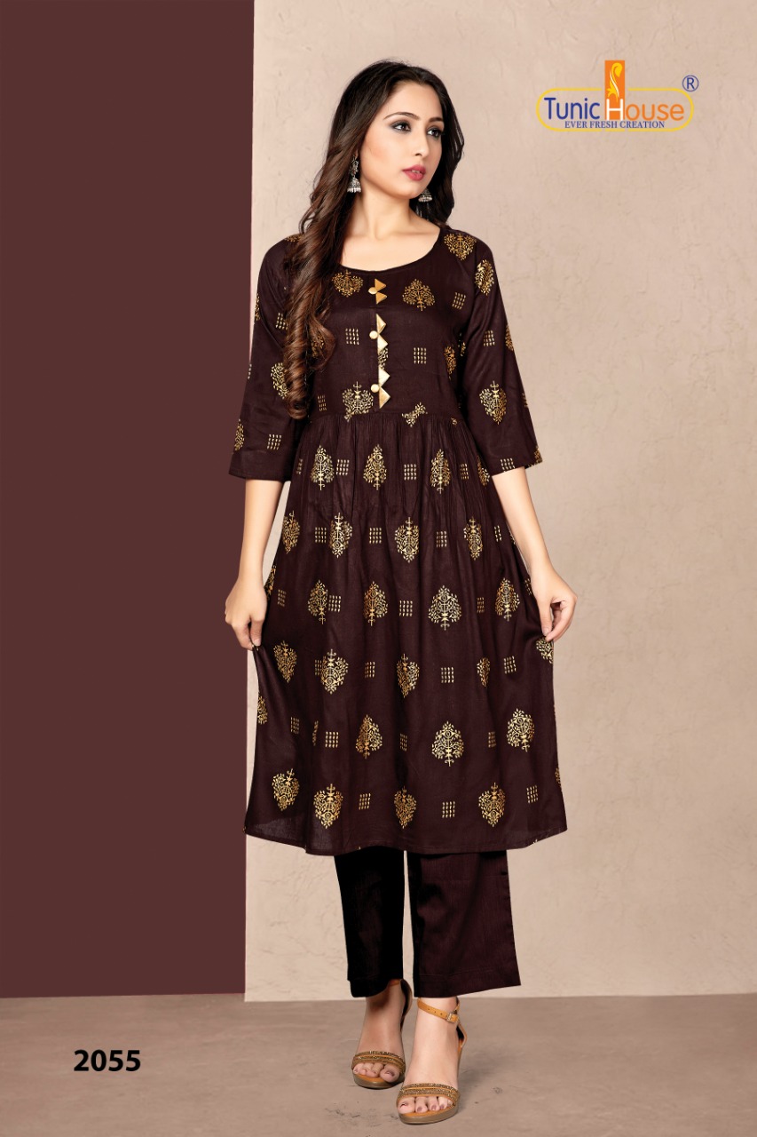 tunic house new pinch foil rayon affordable price kurti catalog