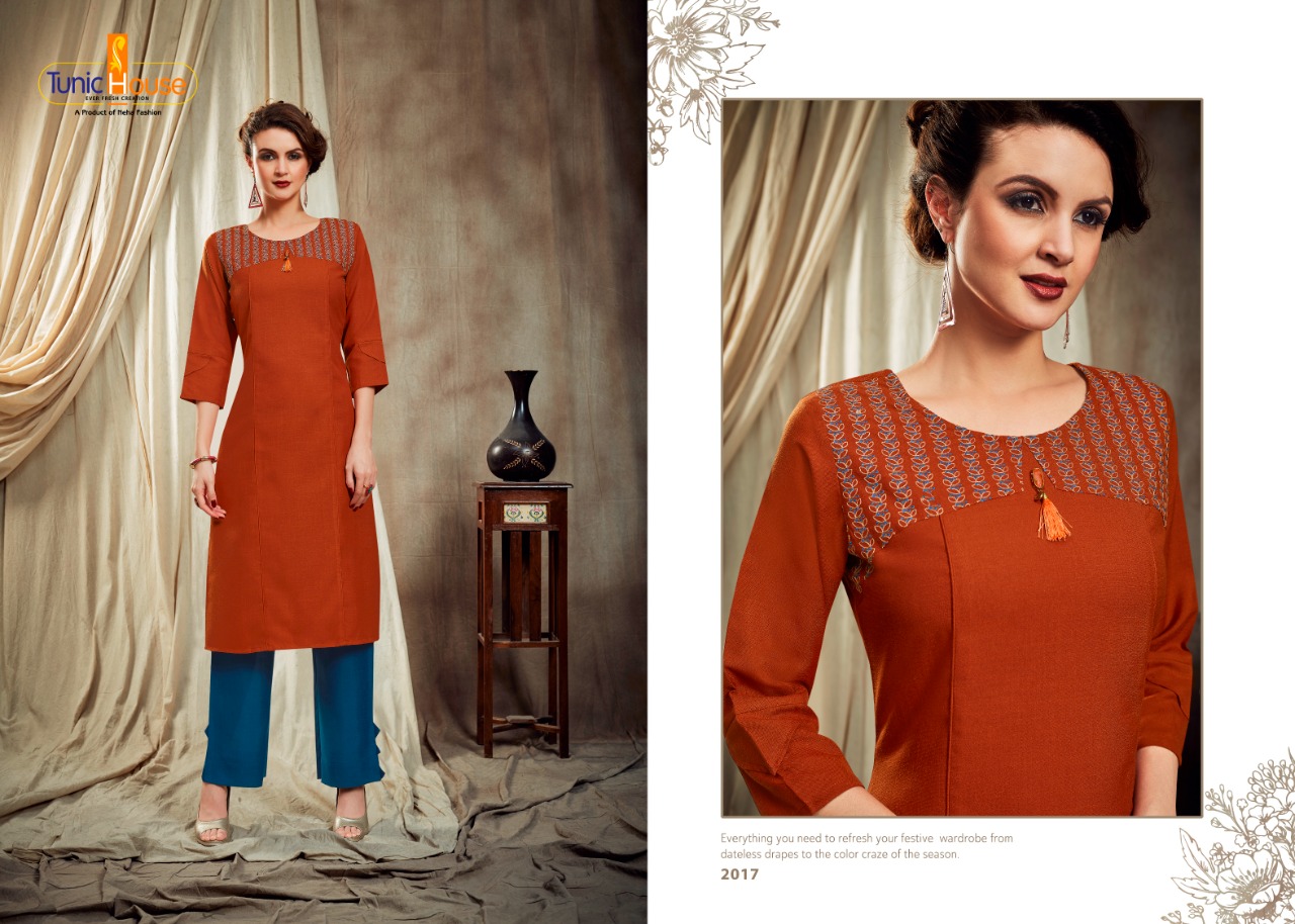 tunic house nitu cotton decent look kurti with pant catalog