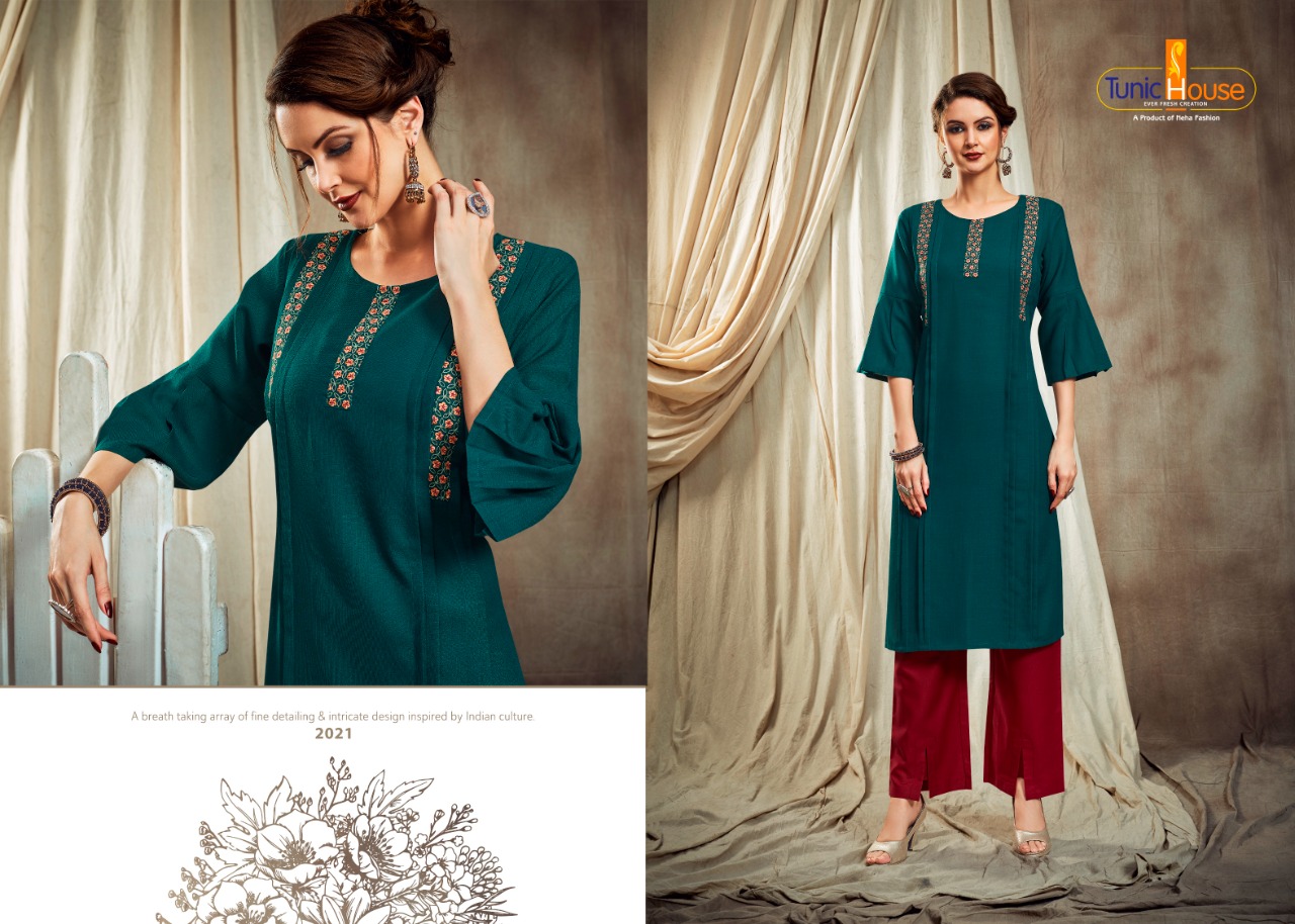 tunic house nitu cotton decent look kurti with pant catalog