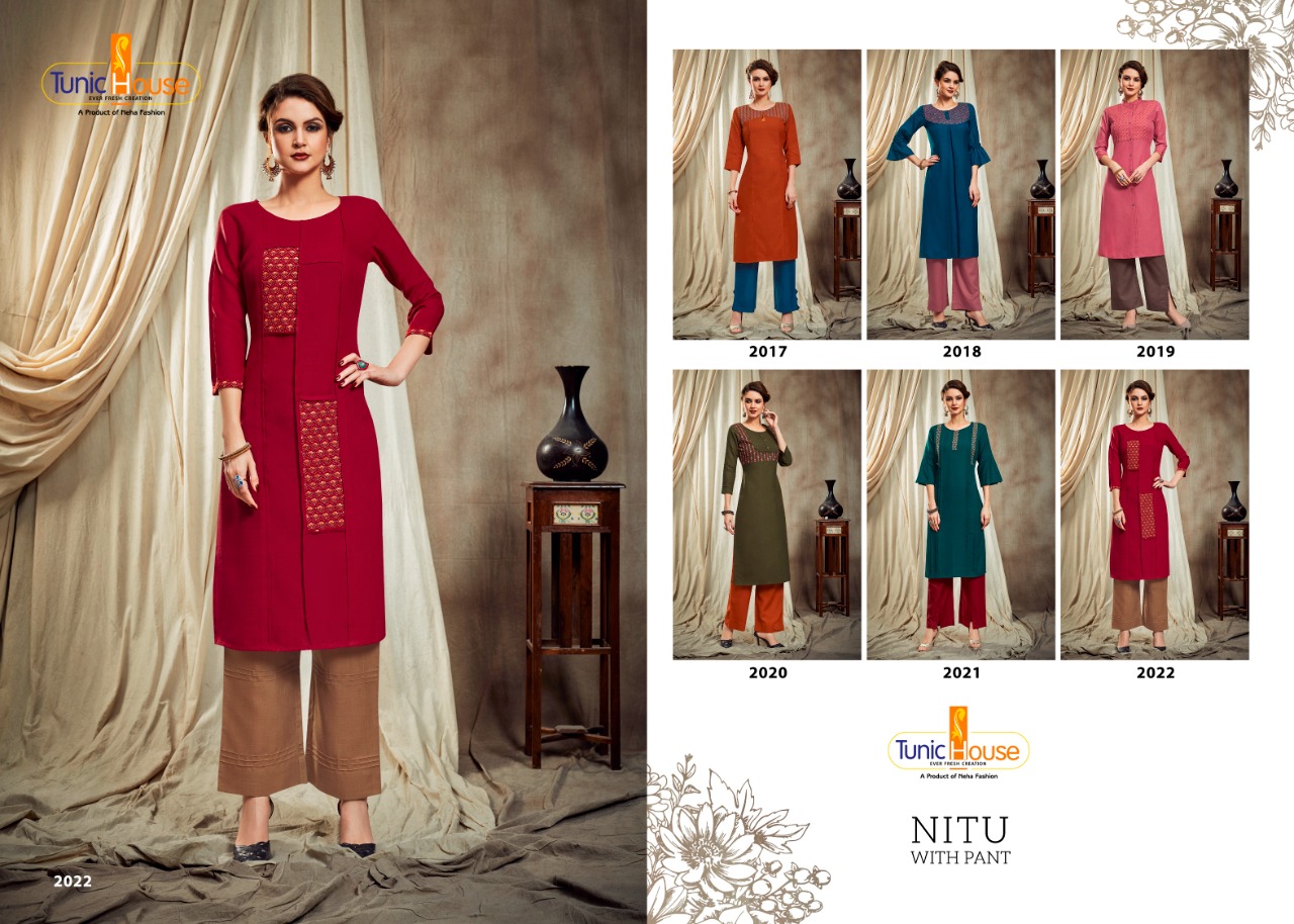 tunic house nitu cotton decent look kurti with pant catalog