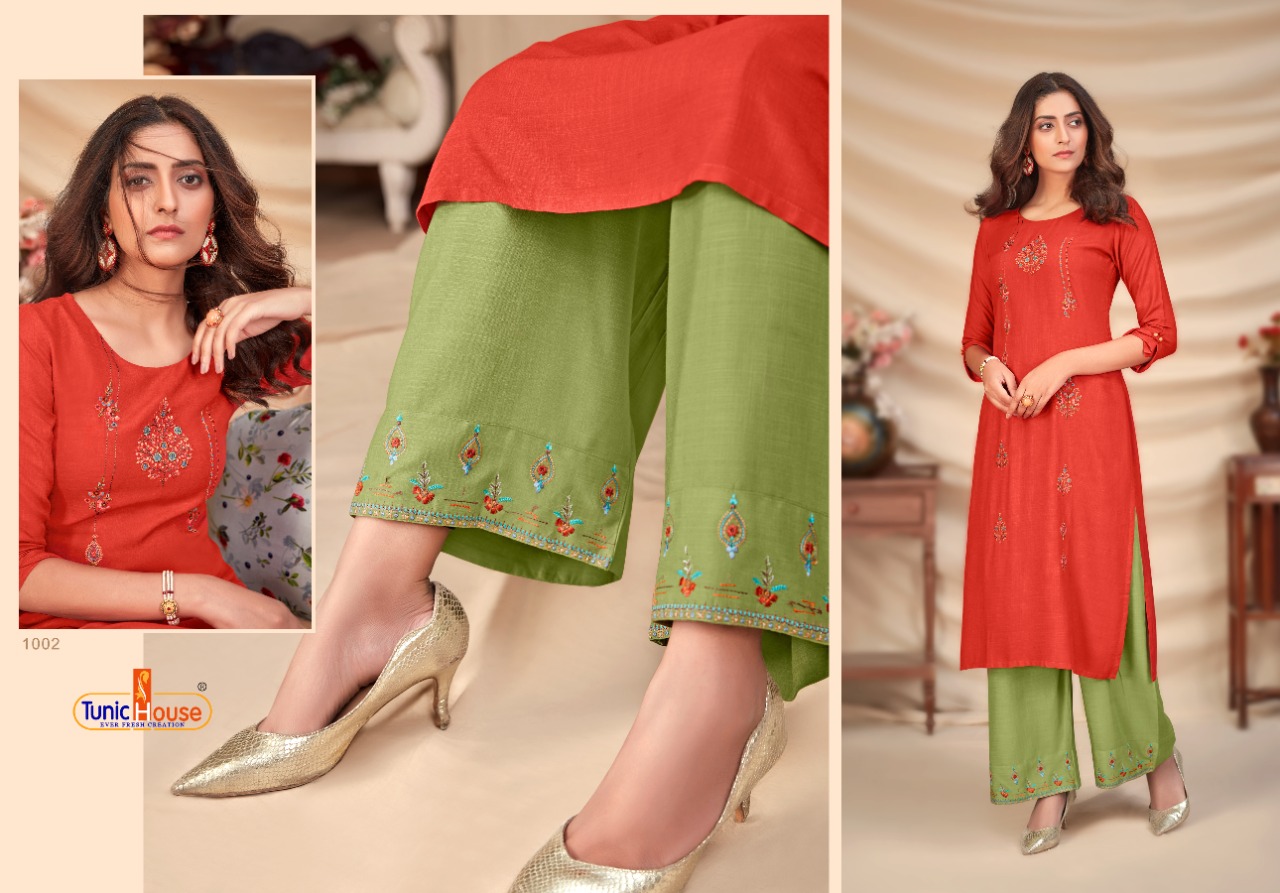 tunic house nyra vol 2 viscous classic trendy look kurti with plazzo catalog OLD