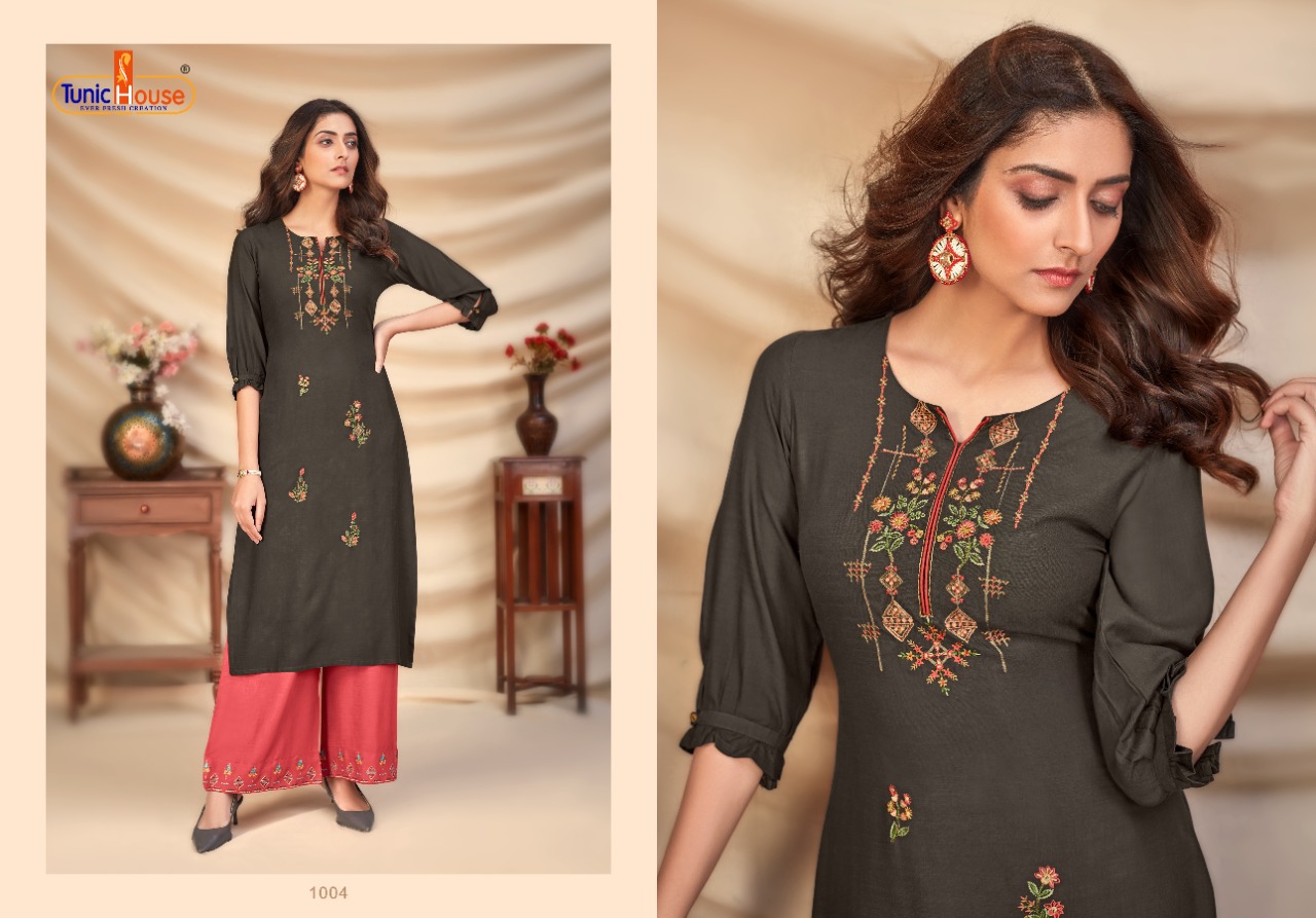 tunic house nyra vol 2 viscous classic trendy look kurti with plazzo catalog OLD