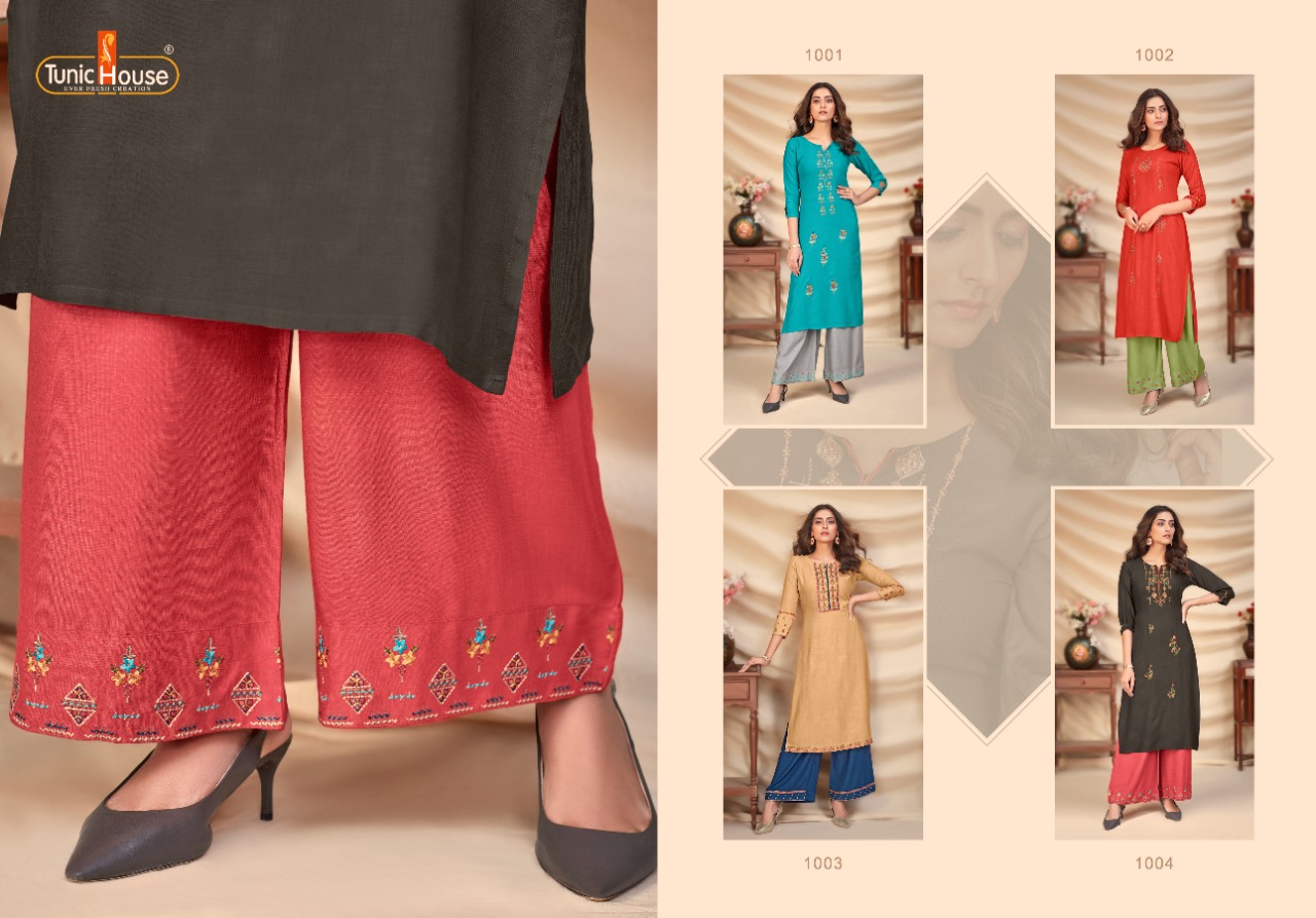 tunic house nyra vol 2 viscous classic trendy look kurti with plazzo catalog OLD