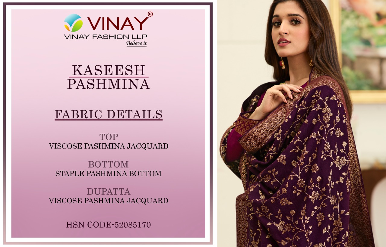 Vinay fashion kaseesh pashmina  viscose pashmina festive look salwar suit catalog