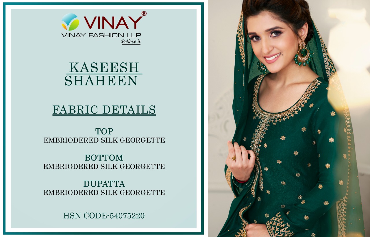 vinay fashion kaseesh shaheen silk gorgeous look salwar suit catalog